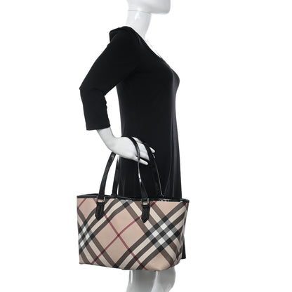 Burberry Patent Supernova Check Small Stanton Tote Black 2 of 9