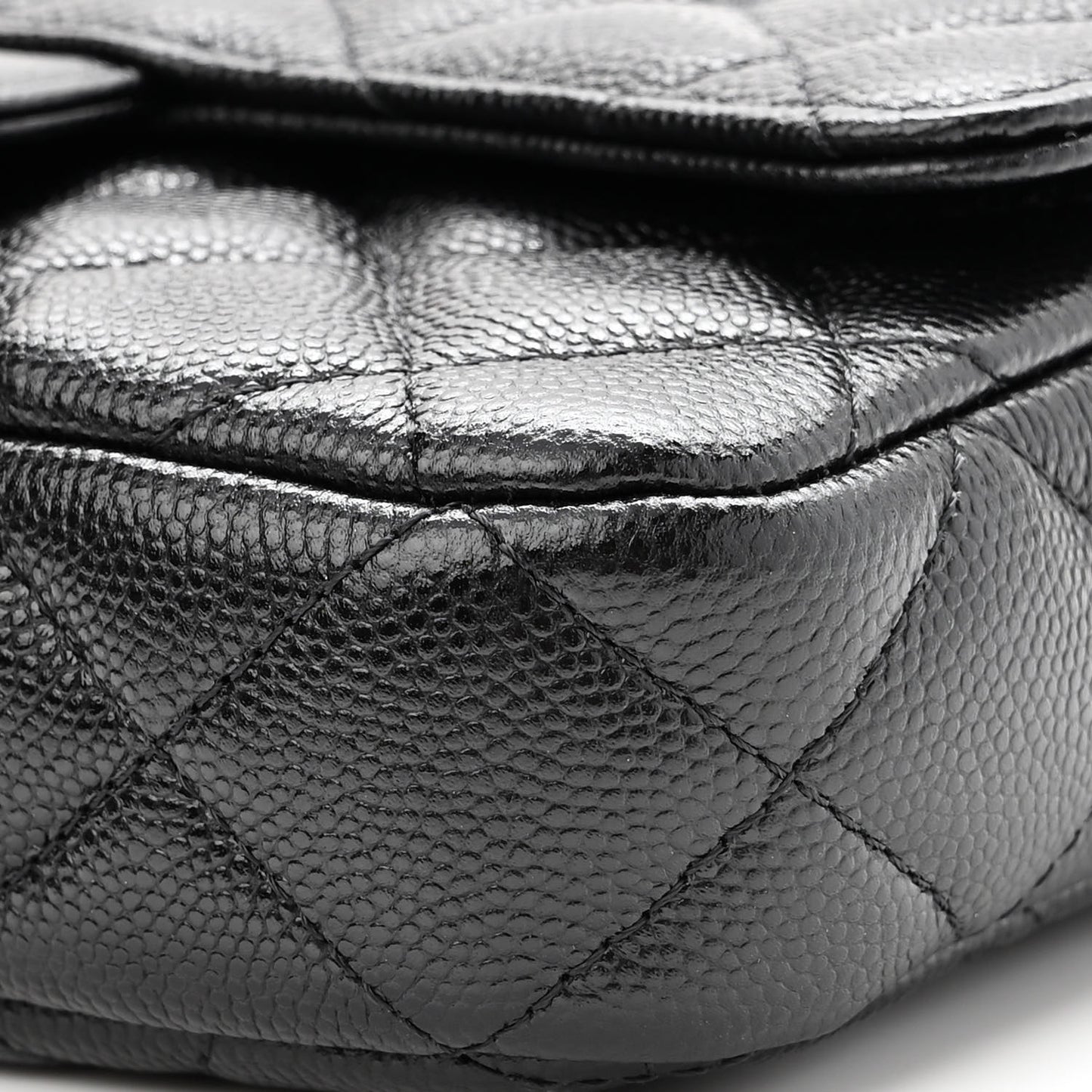 Caviar Quilted Flap Phone Holder With Chain Black