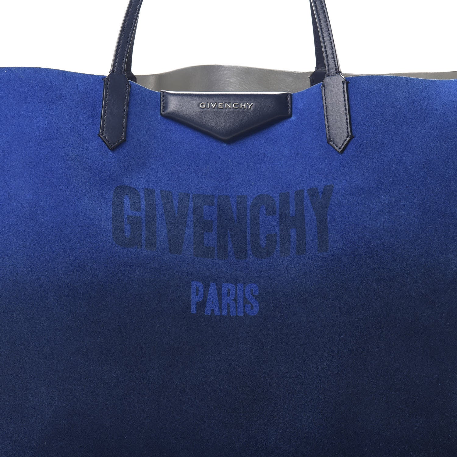 Givenchy Metallic Calfskin Suede Ombre Large Reversible Antigona Tote Blue Silver 12 of 21