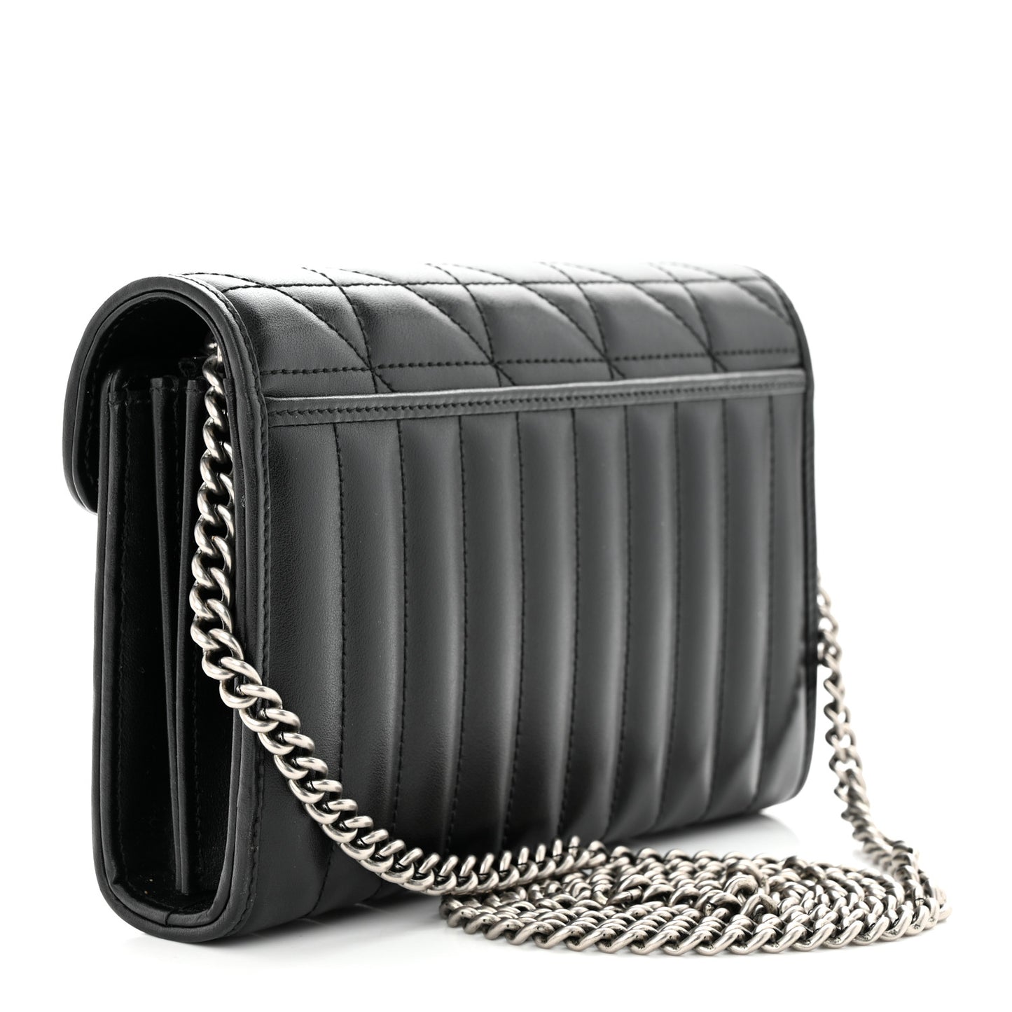 Calfskin Matelasse Aria GG Marmont Chain Wallet Black