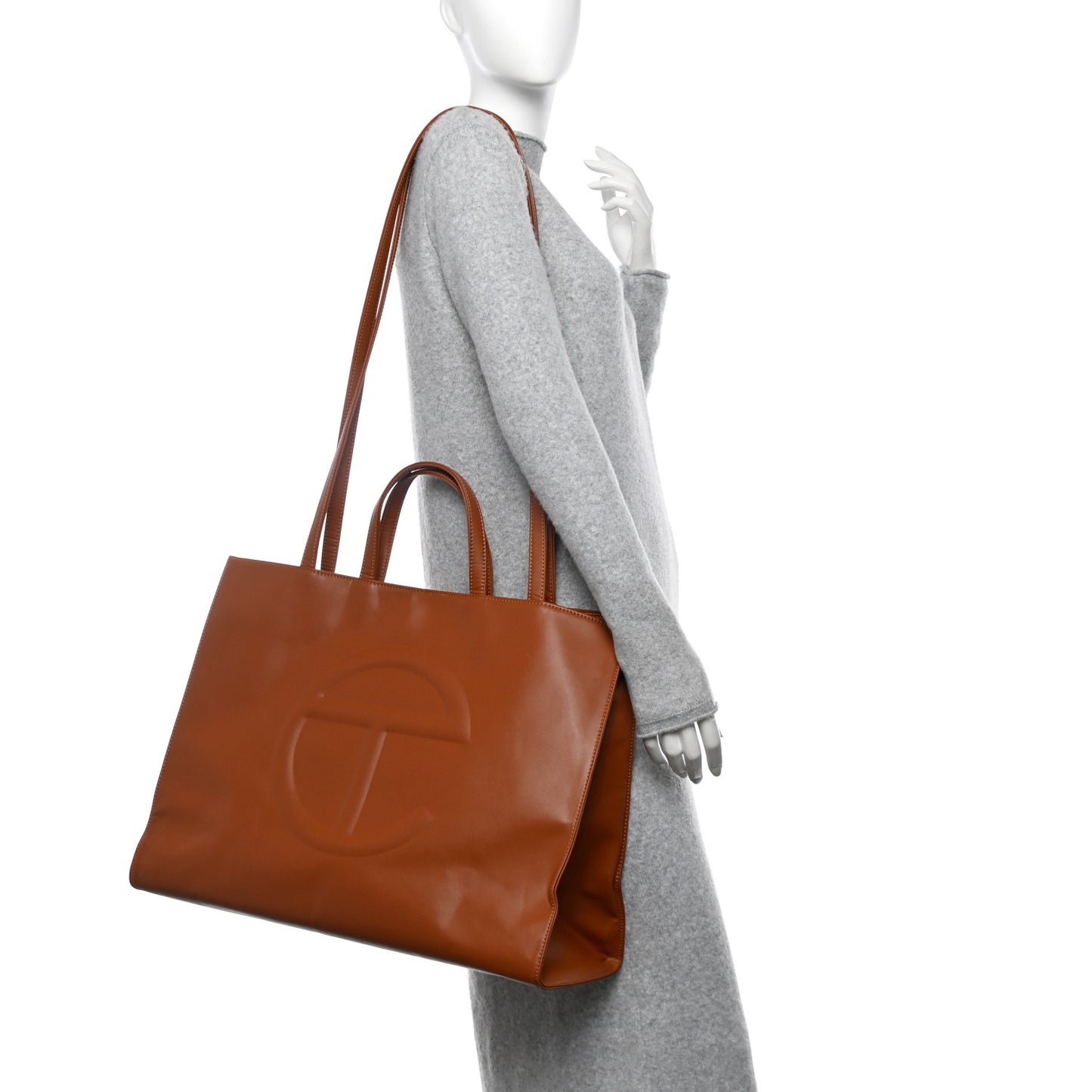 Vegan Leather Large Shopping Bag Tan