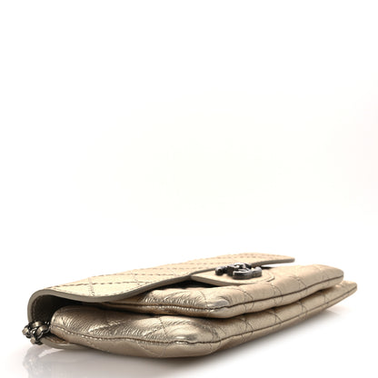 Chanel Metallic Calfskin Quilted Flap Clutch With Chain Light Gold 4 of 10