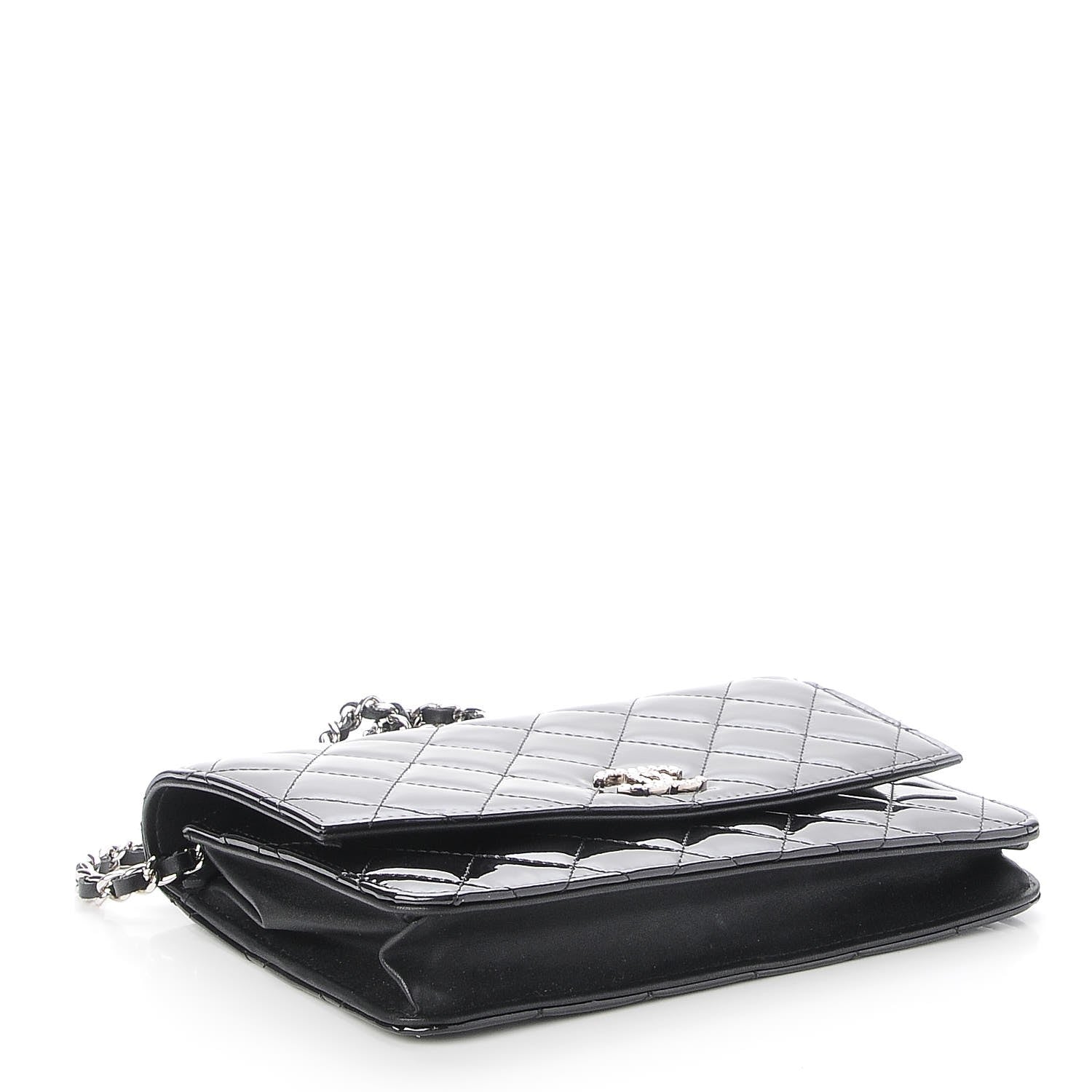 Chanel Patent Quilted Brilliant Wallet On Chain WOC Black 4 of 10
