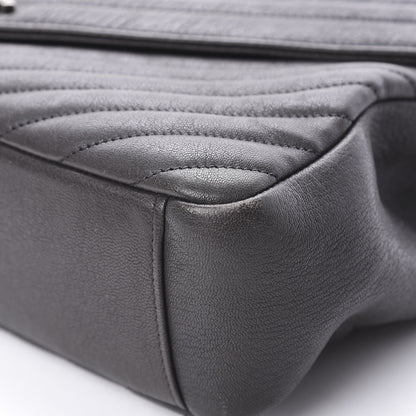 Saint Laurent Sheepskin Matelasse Chevron Monogram Large College Satchel Light Coal 11 of 20