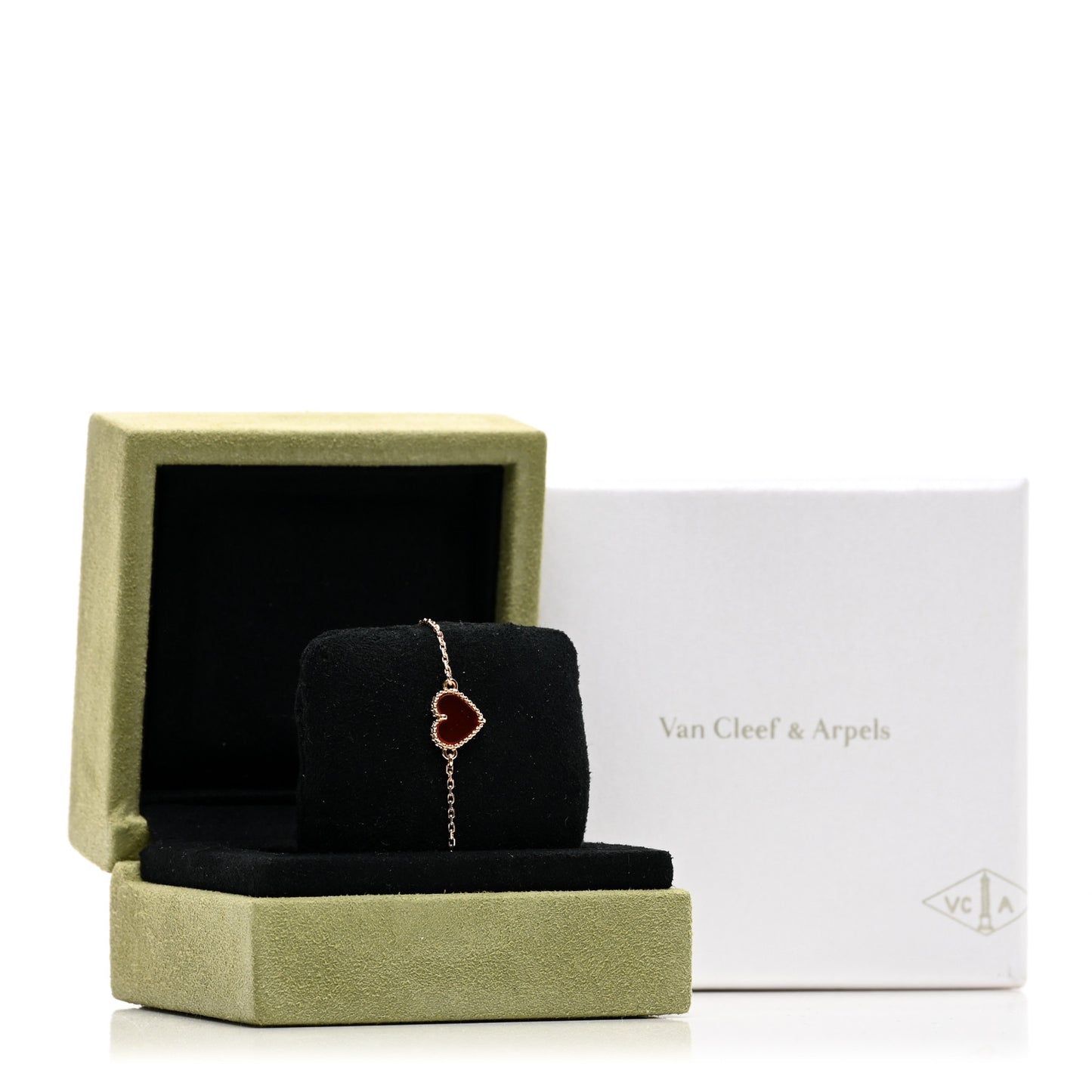 18K Rose Gold Carnelian Sweet Alhambra Heart Bracelet