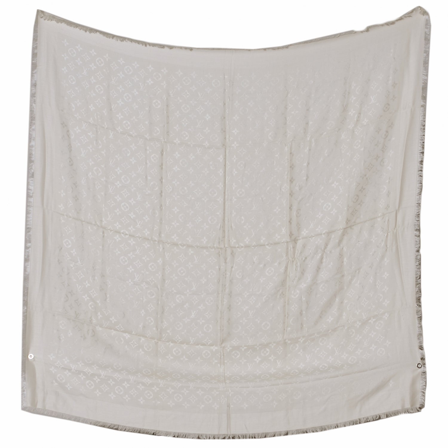 Louis Vuitton Silk Wool Monogram Shawl White 2 of 7
