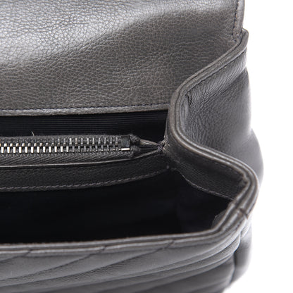 Saint Laurent Sheepskin Matelasse Chevron Monogram Medium College Bag Light Coal 16 of 17