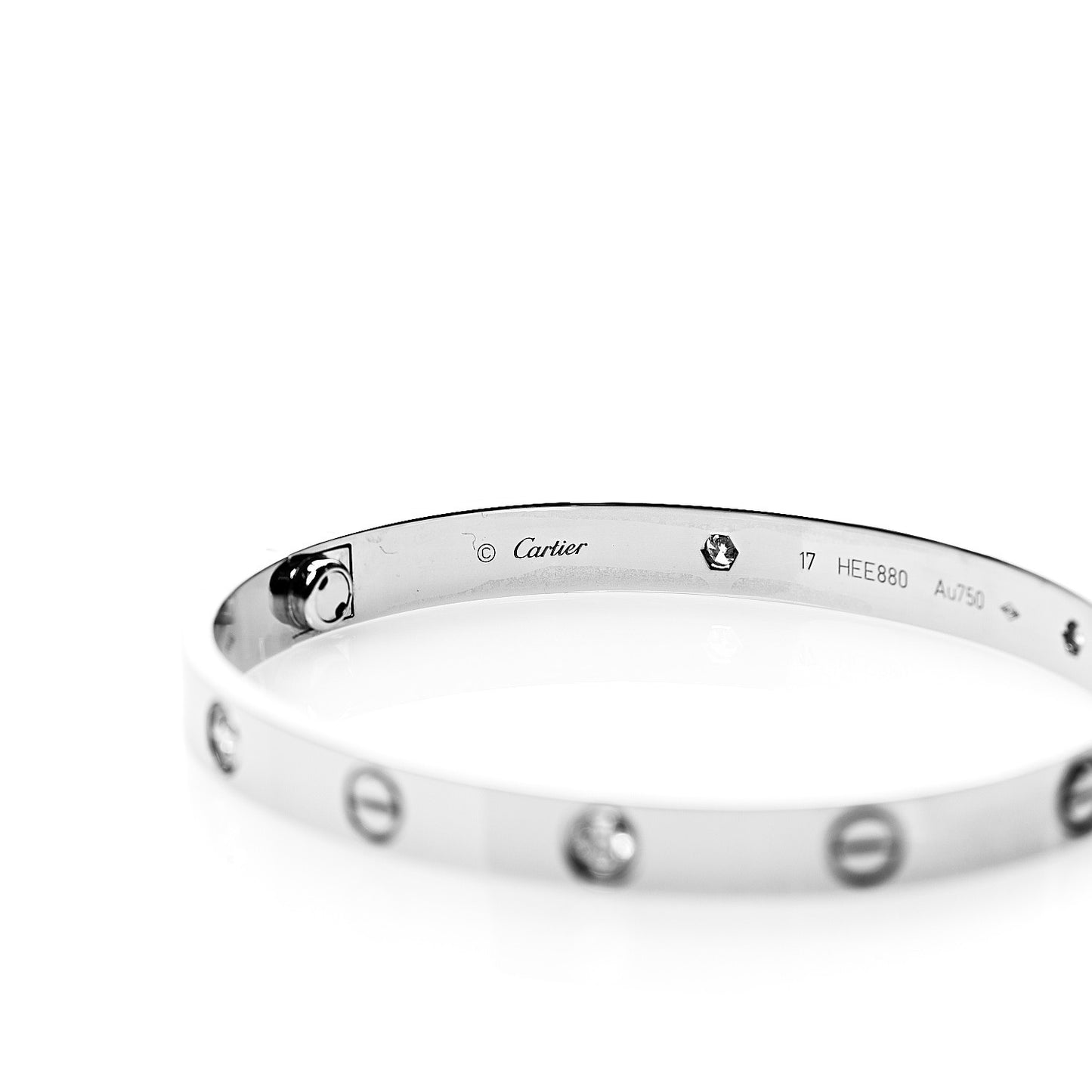 18K White Gold 4 Diamond LOVE Bracelet 17