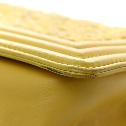 Chanel Tweed Lambskin Medium Boy Flap Yellow 13 of 14