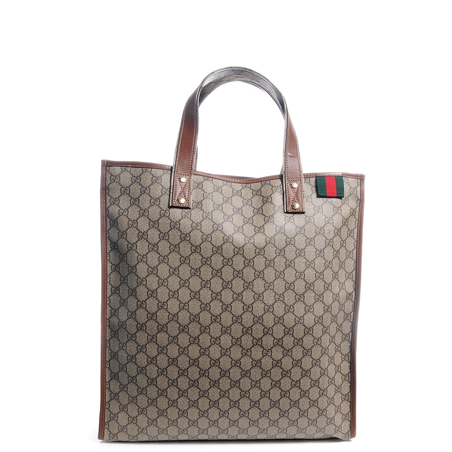 GG Plus Monogram Large Signature Web Loop Tote Brown