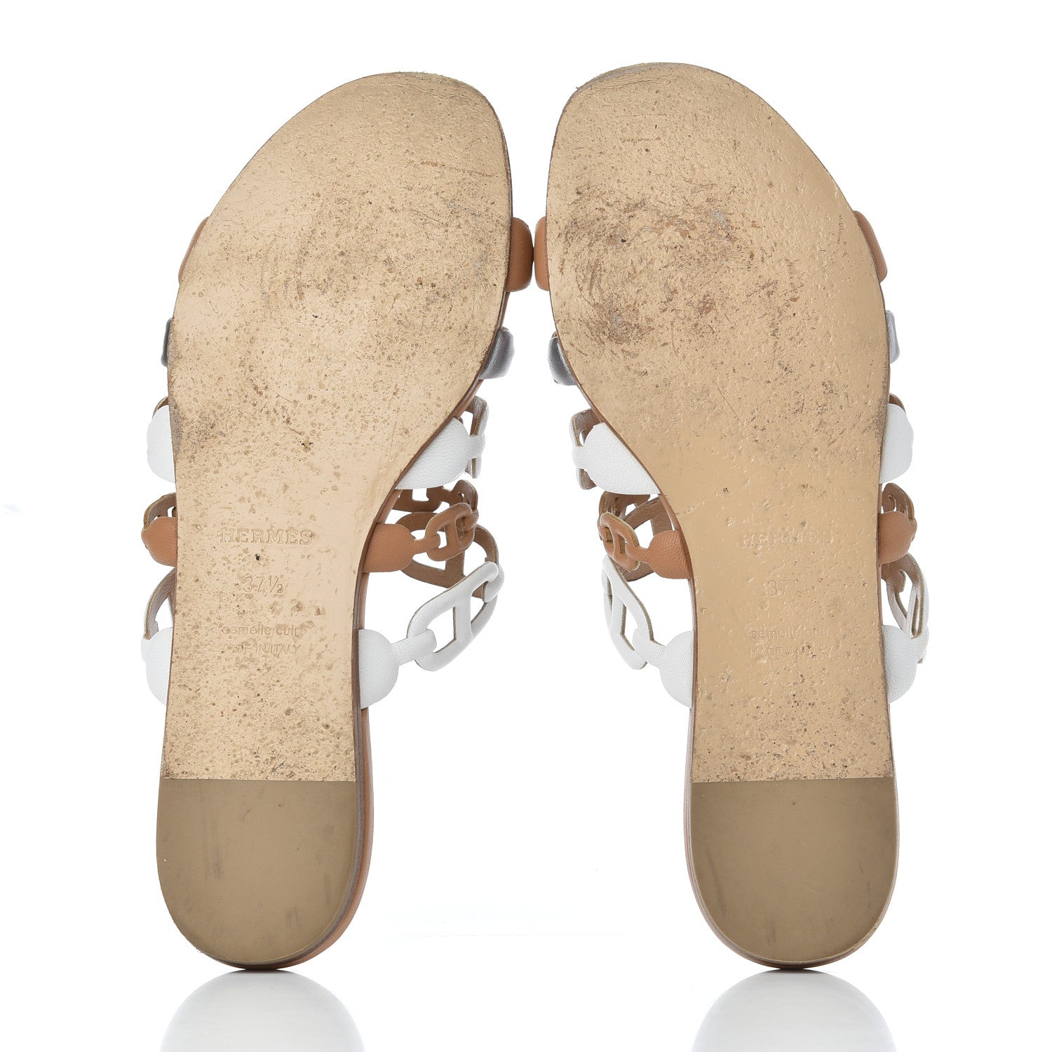 Hermes Nappa Thalassa Sandals 37.5 Multicolore Camel 5 of 21