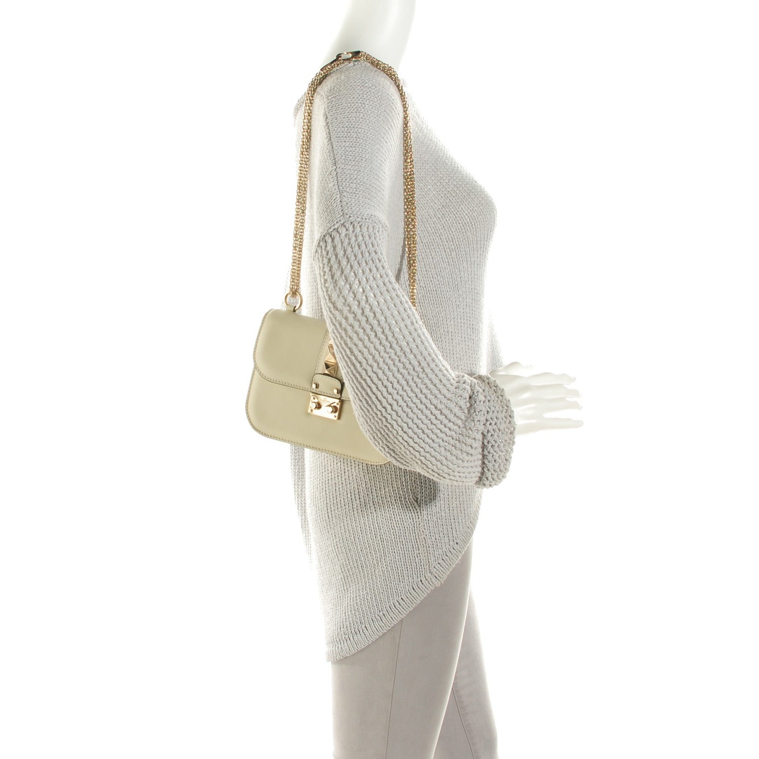 Valentino Garavani Vitello Small Glam Lock Rockstud Flap Ivory 2 of 7