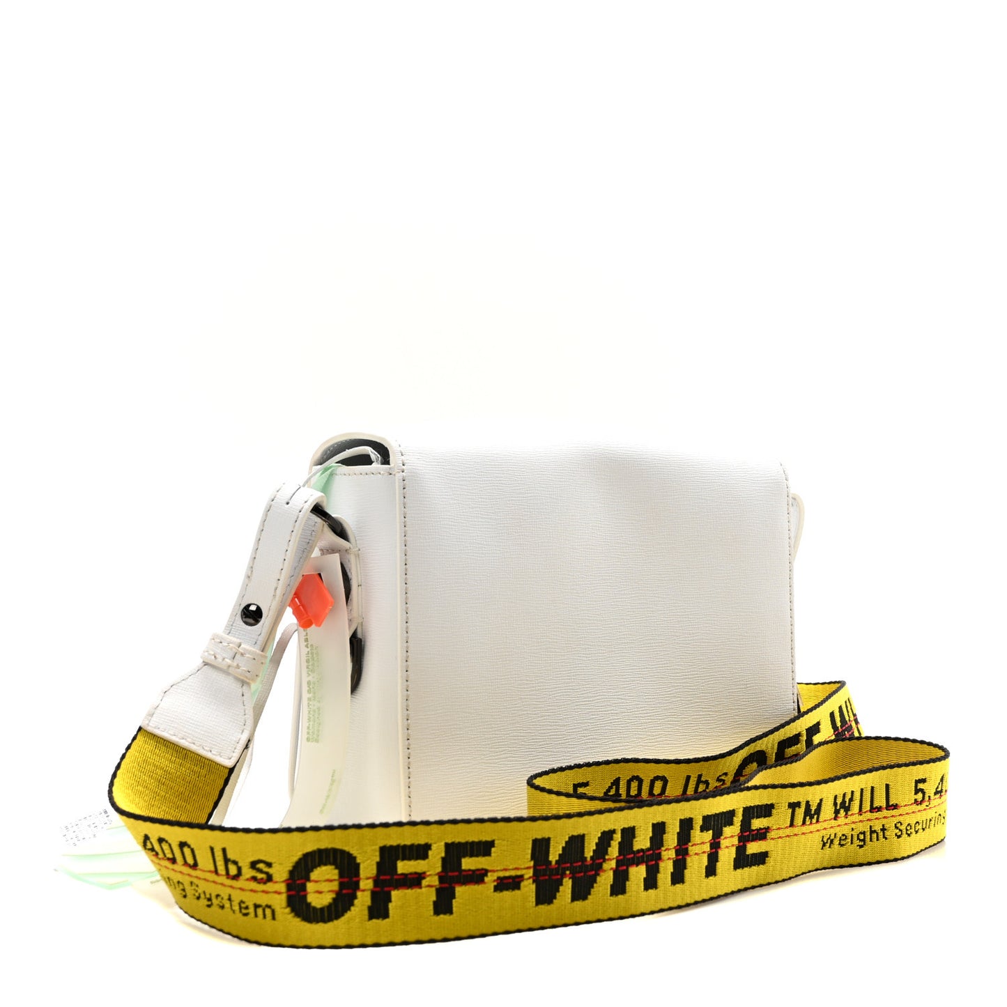 Saffiano Striped Mini Diag Binder Clip Bag White Black