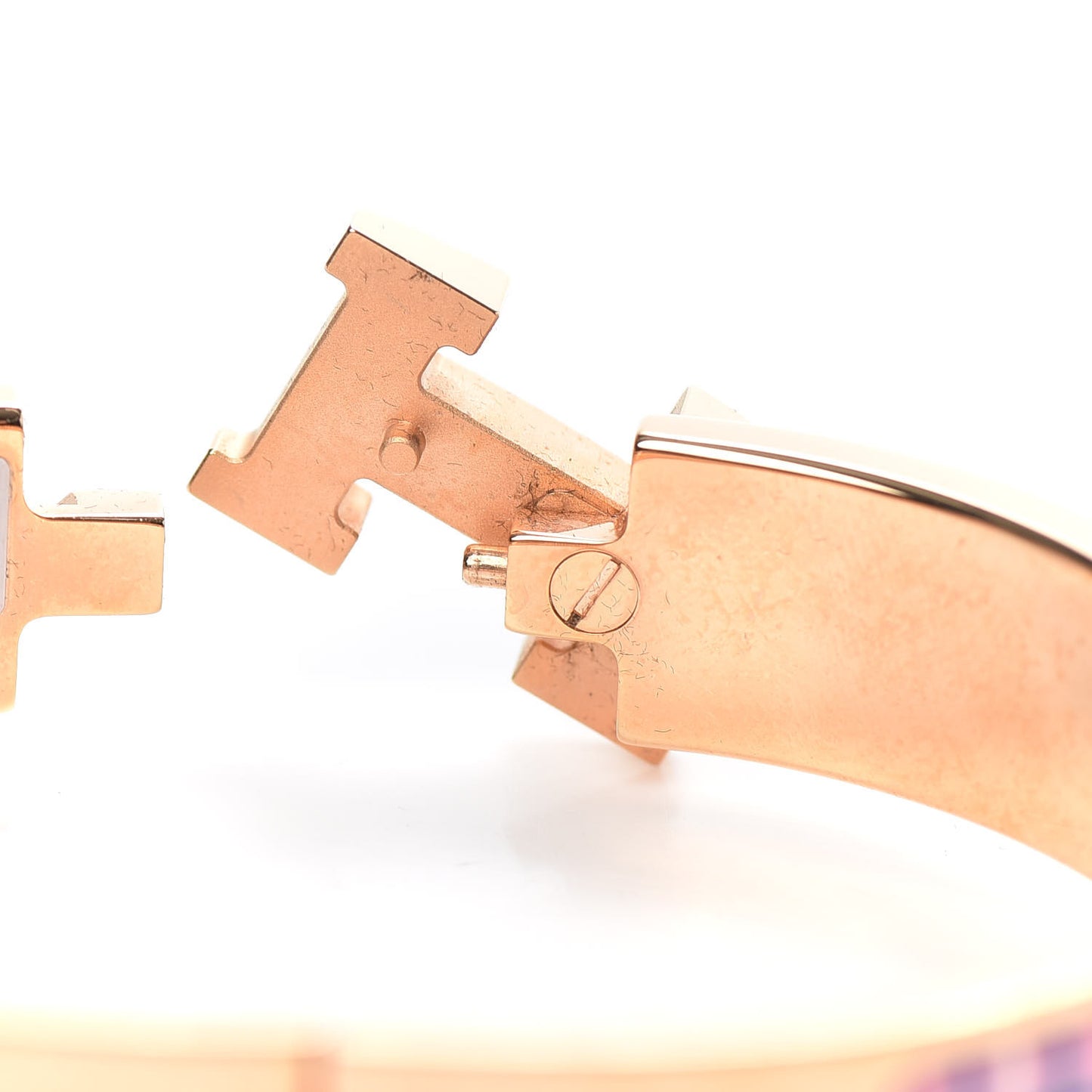 Enamel Narrow Clic Clac H Tartan Bracelet PM Pink Delirium