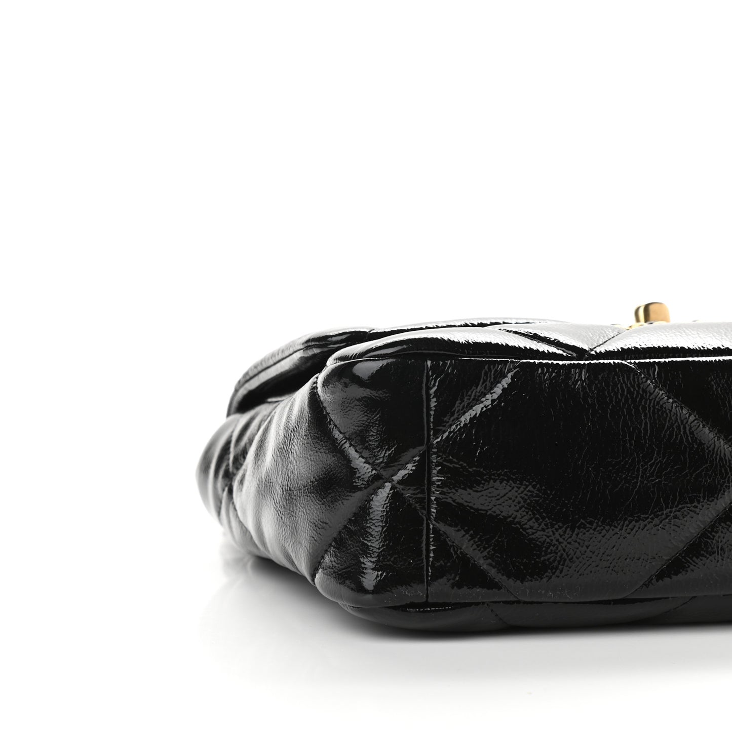 Shiny Crumpled Calfskin Quilted Medium Chanel 19 Flap Black