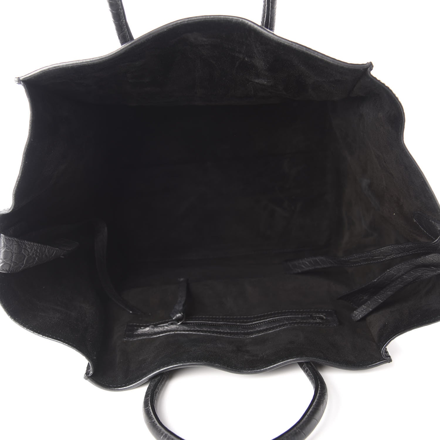 Celine Crocodile Embossed Calfskin Medium Phantom Luggage Black 5 of 12