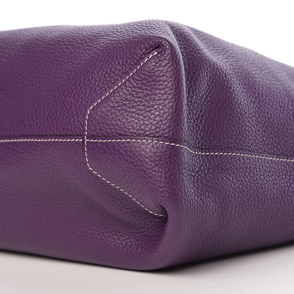 Hermes Taurillon Clemence Double Sens 45 Reversible Tote Bleu Zanzibar Ultraviolet 11 of 17
