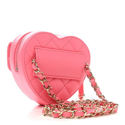 Chanel Lambskin Quilted CC In Love Heart Waist Belt Bag With Chain Pink 3 of 10