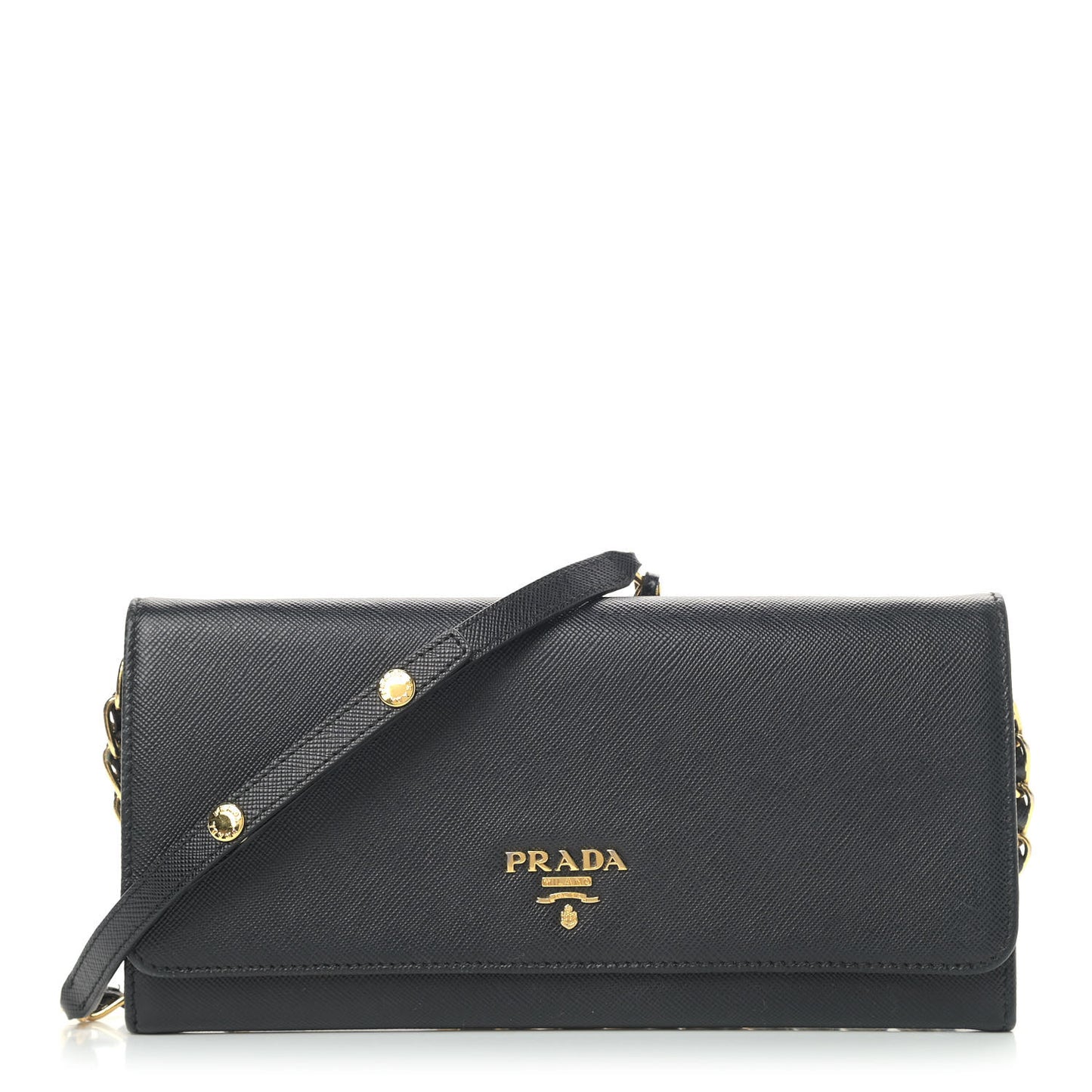 Saffiano Metal Oro Chain Wallet Black