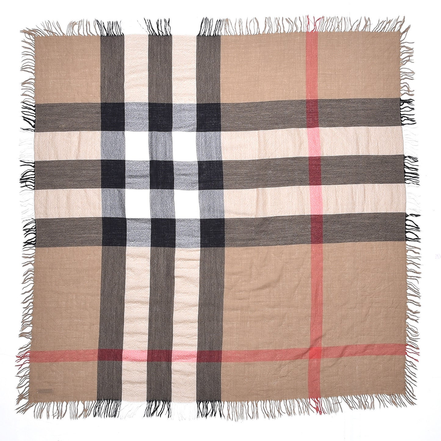 Merino Wool House Check Scarf Brown