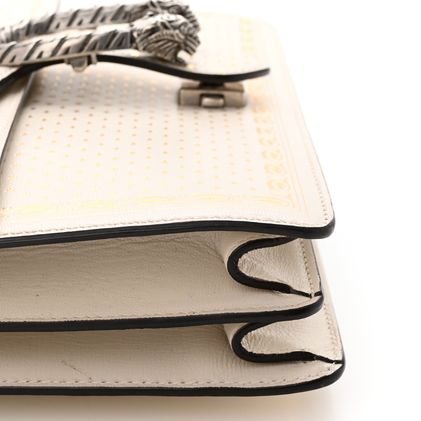 X SEGA Calfskin GUCCY Stars Medium Dionysus Shoulder Bag Mystic White Gold