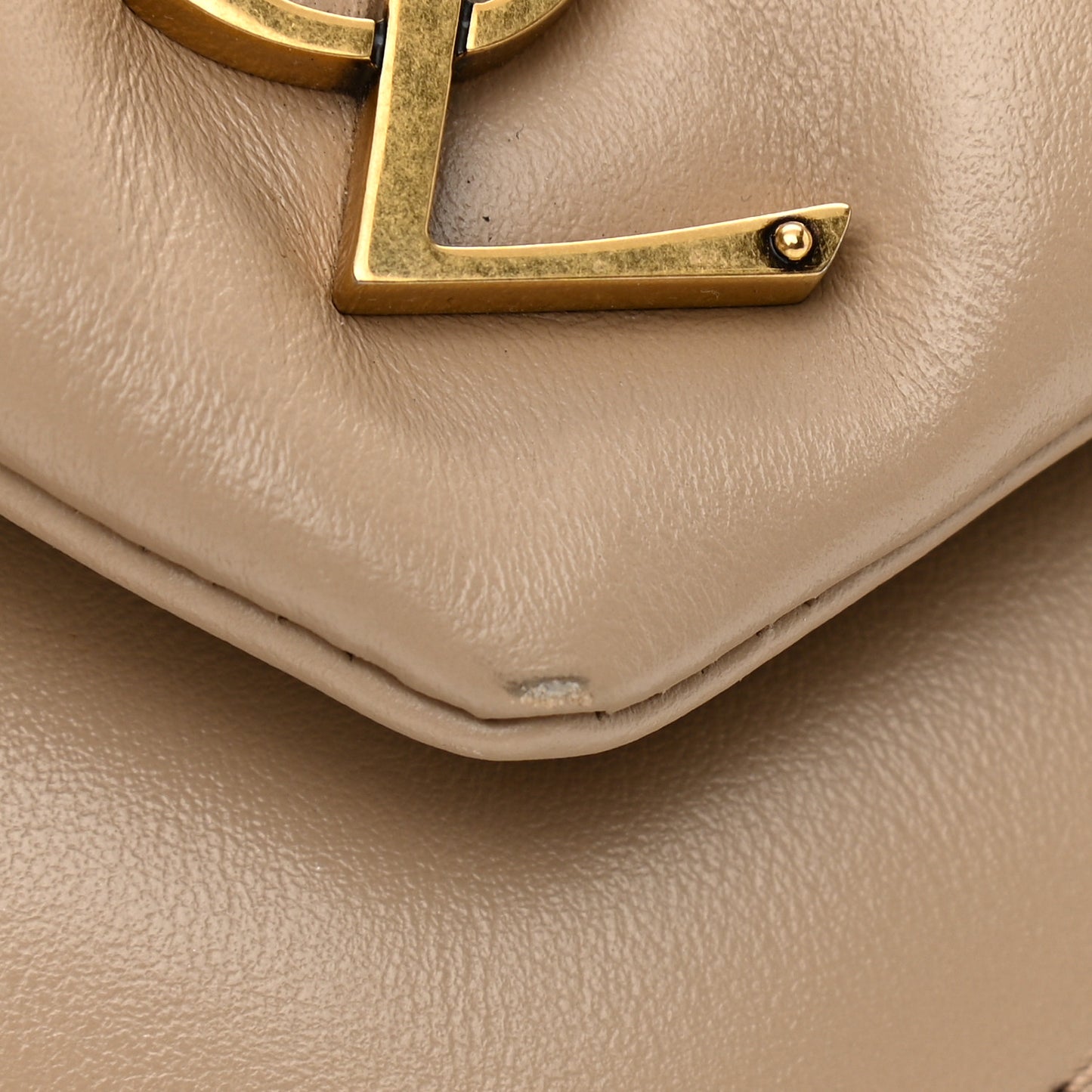 Calfskin Y Quilted Monogram Small Loulou Chain Satchel Dark Beige