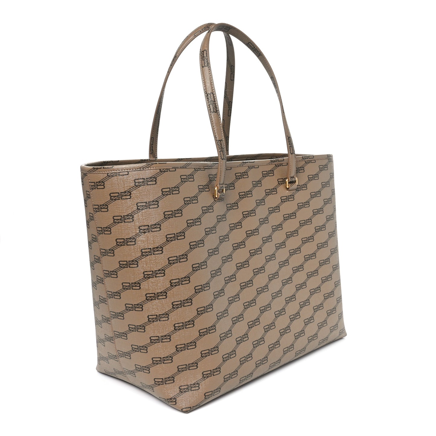 Coated Canvas BB Monogram Large Signature East West Shopper Bag Beige Brown