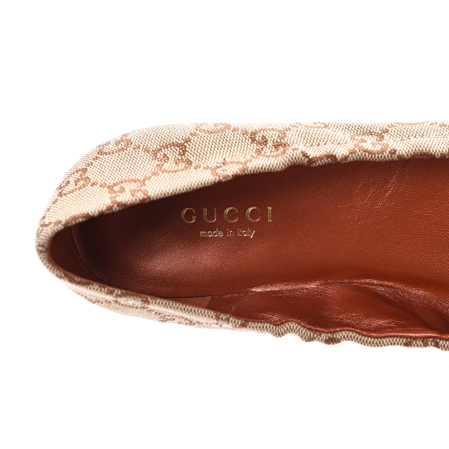 GG Monogram Miro Soft Calfskin Bamboo Ballet Flats 37 Beige Oxydus