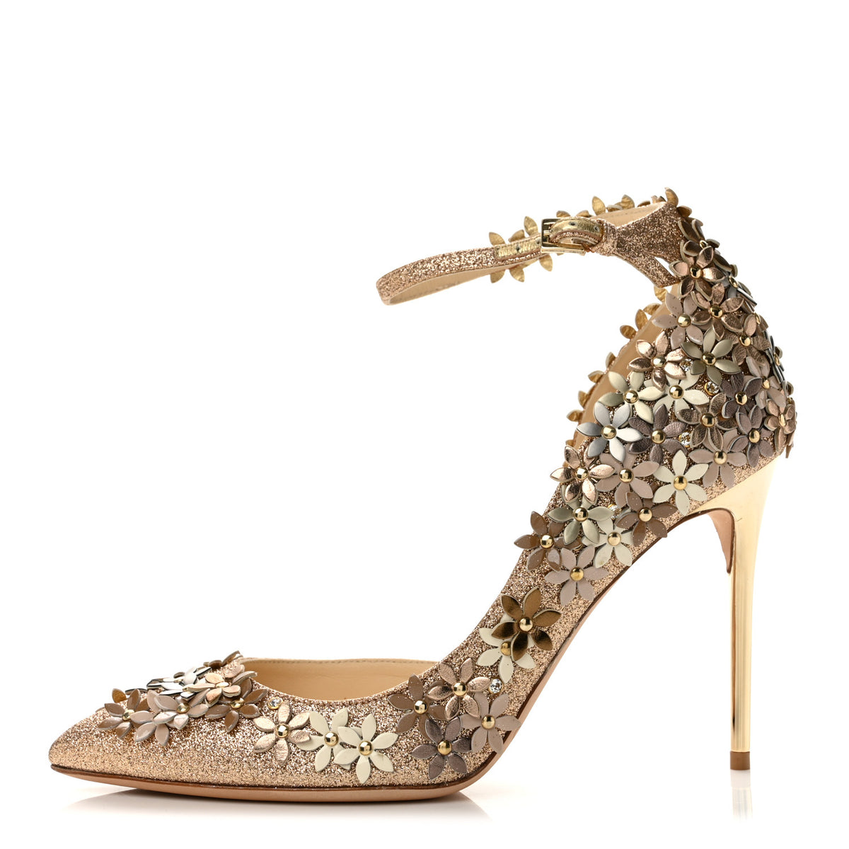 Glitter Floral Embellished Lorelai 100 Pumps 37 Champagne