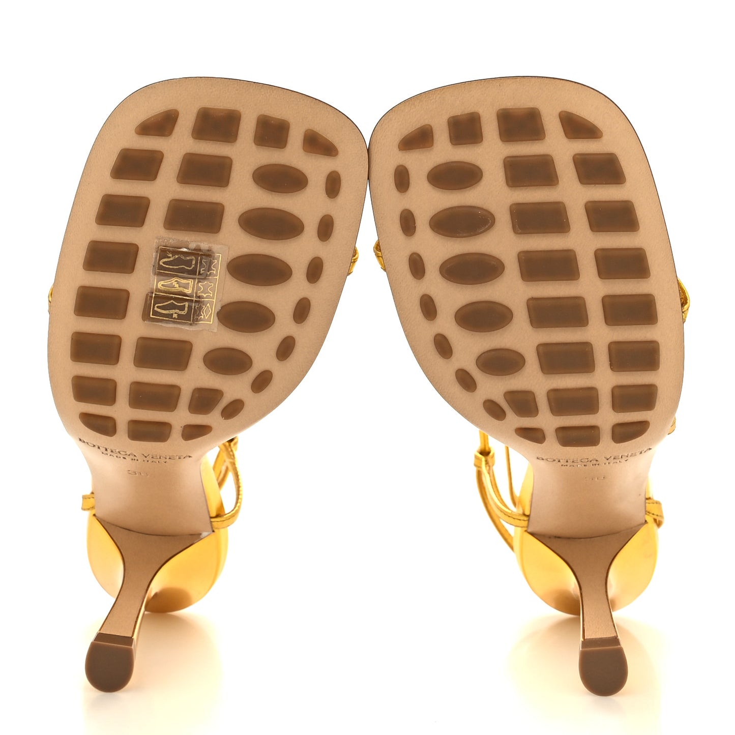 Laminated Calfskin The Line 90mm Sandals 36 Gold