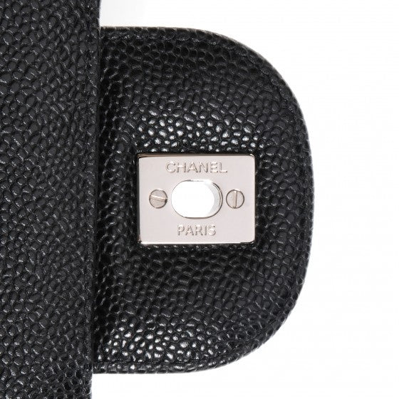 Caviar Quilted Jumbo Double Flap Black