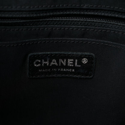 Chanel Deerskin Chevron Large CC Chain Bucket Drawstring Bag Black 6 of 17