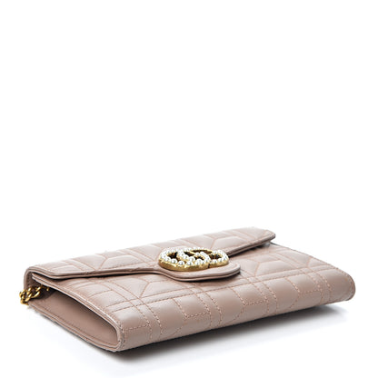 Gucci Calfskin Matelasse Mini Pearly GG Marmont Chain Wallet Porcelain Rose 3 of 10