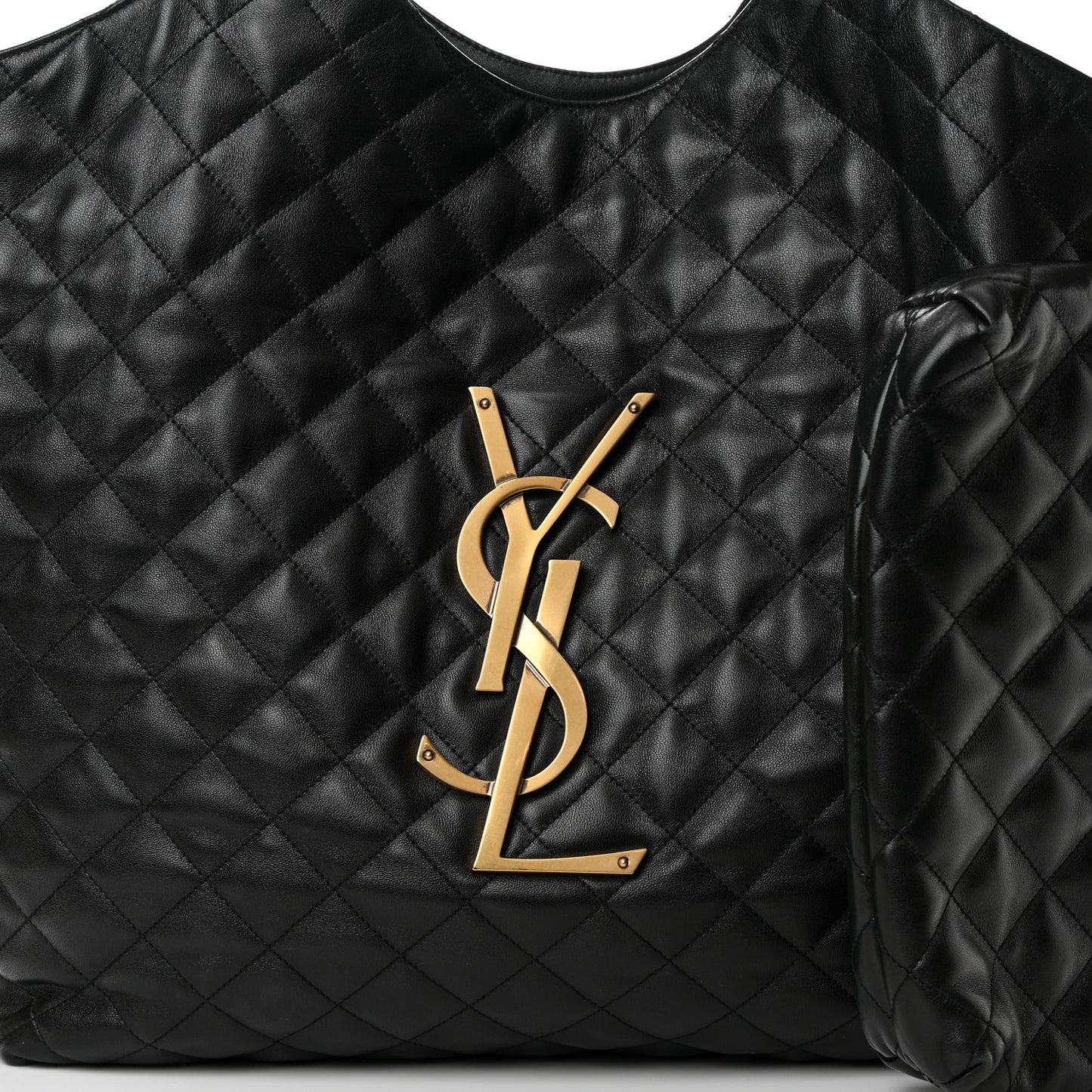 Lambskin Quilted Maxi Icare Shopping Tote Black