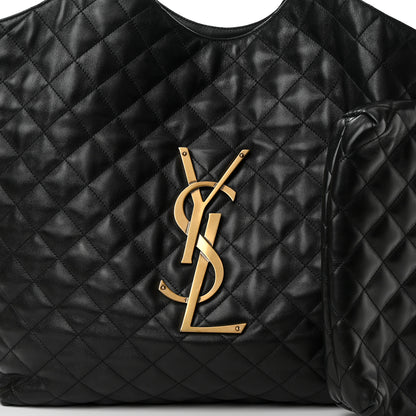Saint Laurent Lambskin Quilted Maxi Icare Shopping Tote Black 9 of 12