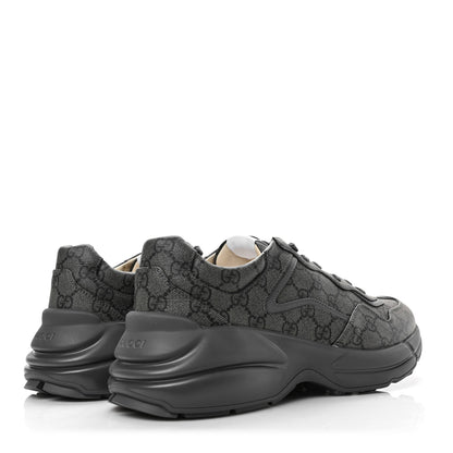 Gucci GG Supreme Monogram Apollo Calfskin Mens Rhyton Sneakers 9 Grey Black Graphite Grey 4 of 8
