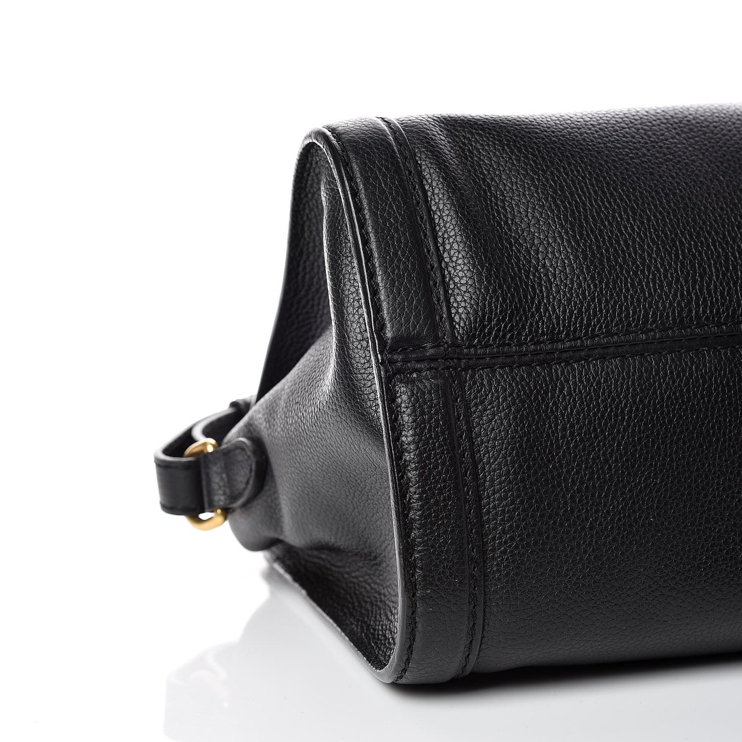 Pebbled Calfskin Small Skull Padlock Zip Around Tote Black