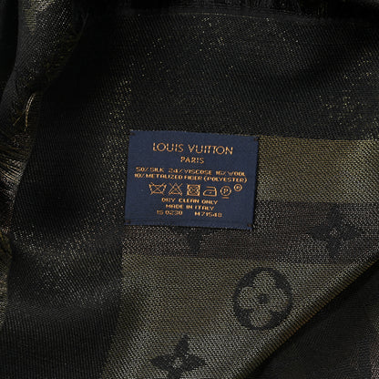 Louis Vuitton Silk Lurex Wool So Shine Monogram Shawl Black 3 of 4