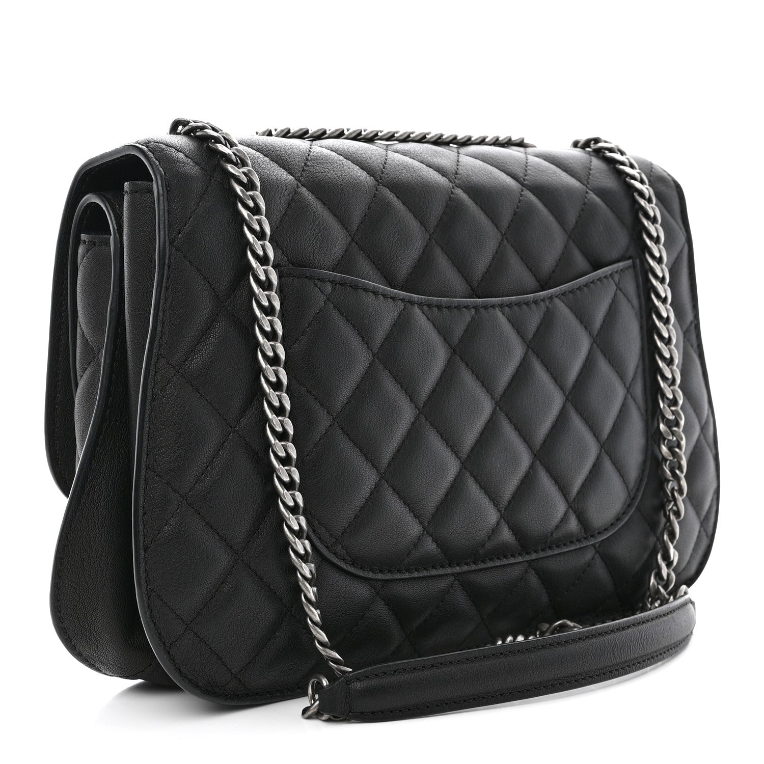 Chanel Lambskin Quilted Large Natural CC Flap Black 3 of 11
