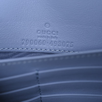 Gucci GG Supreme Monogram Textured Dollar Calfskin Mini GG Marmont Chain Wallet Light Pink Blue Beige 6 of 9