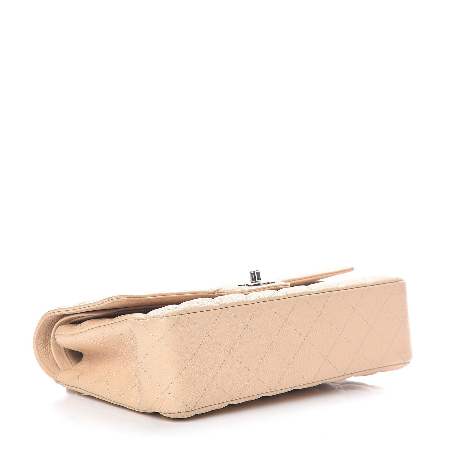Caviar Quilted Medium Double Flap Beige Clair