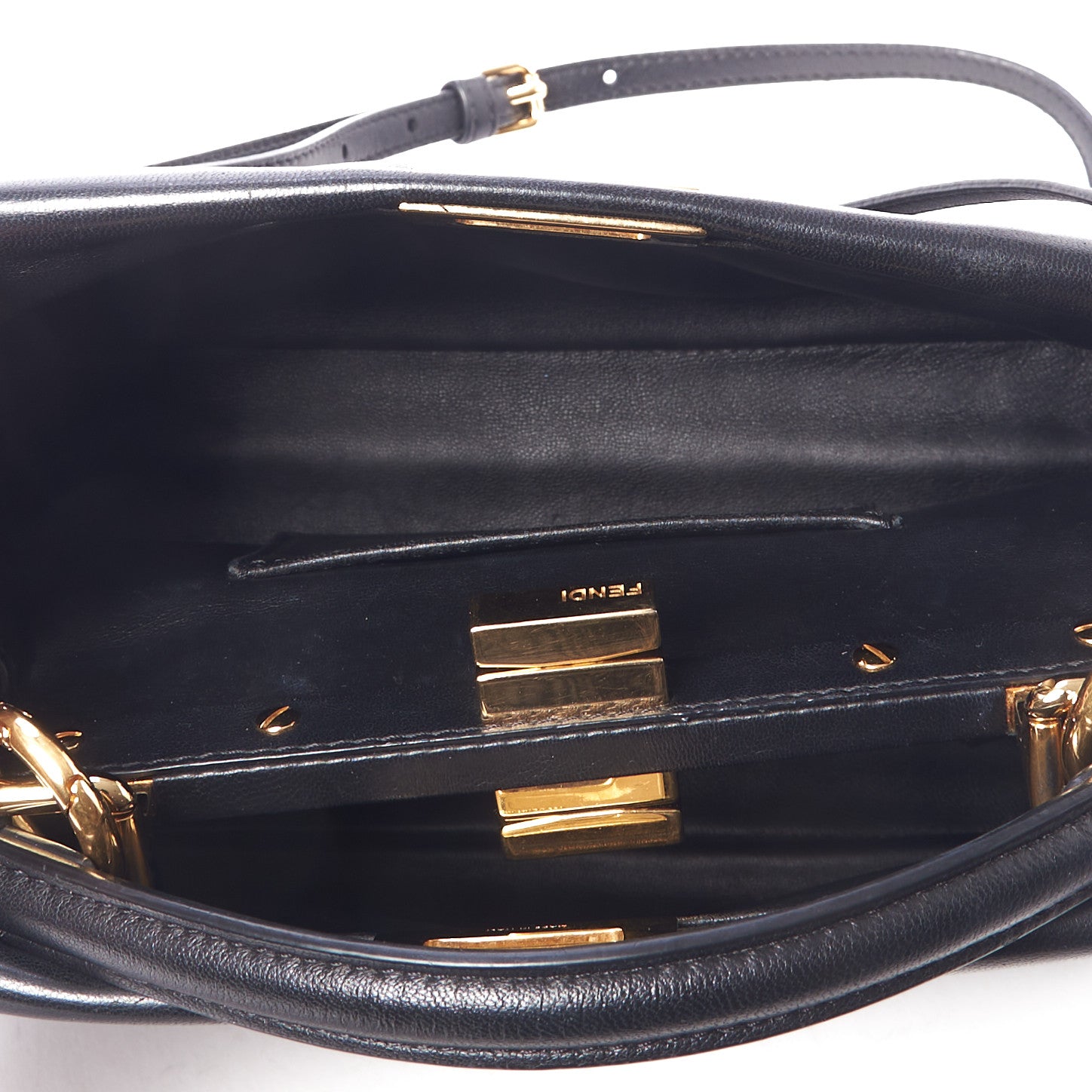 Fendi Nappa Mini Peekaboo Iconic Satchel Black 7 of 10