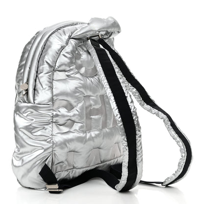 Chanel Nylon Embossed Doudoune Backpack Silver 3 of 11
