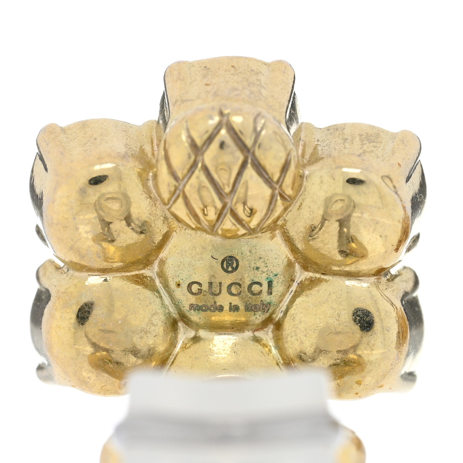 Gucci Metal Pearl Double G Clip On Earrings Aged Gold 4 of 5