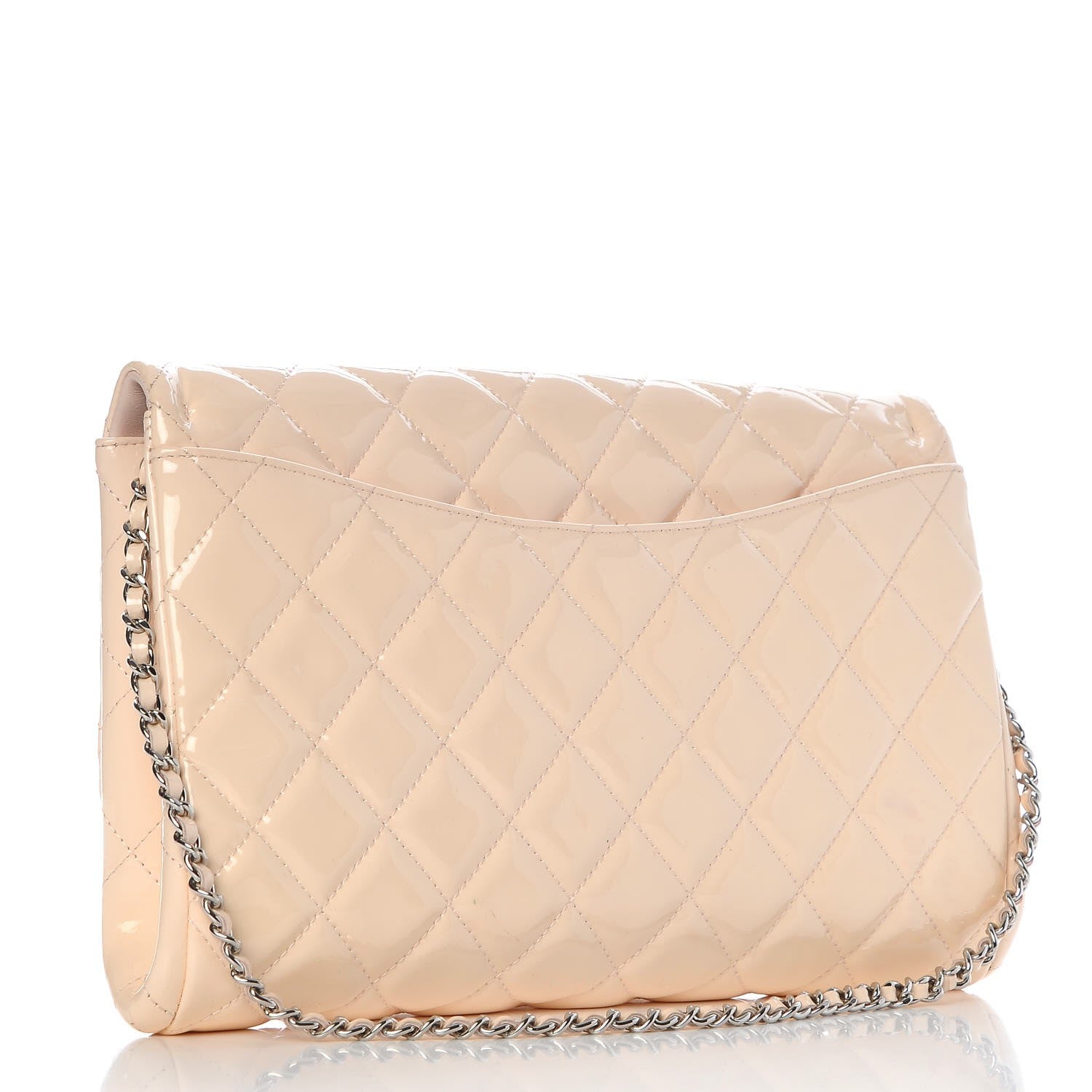 Chanel Patent Quilted Clutch with Chain Flap Beige 3 of 10