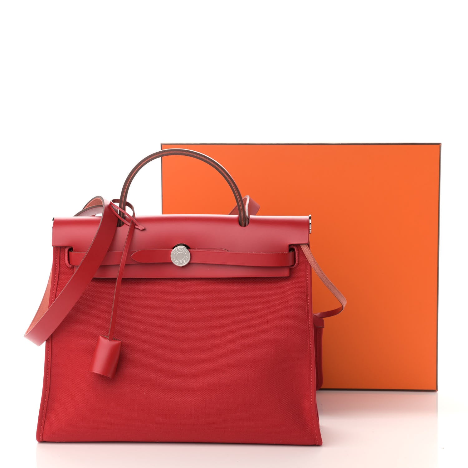 Hermes Military Toile Vache Hunter Herbag Zip PM 31 Rouge Piment 13 of 13