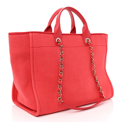 Chanel Canvas Large Deauville Tote Red 4 of 14