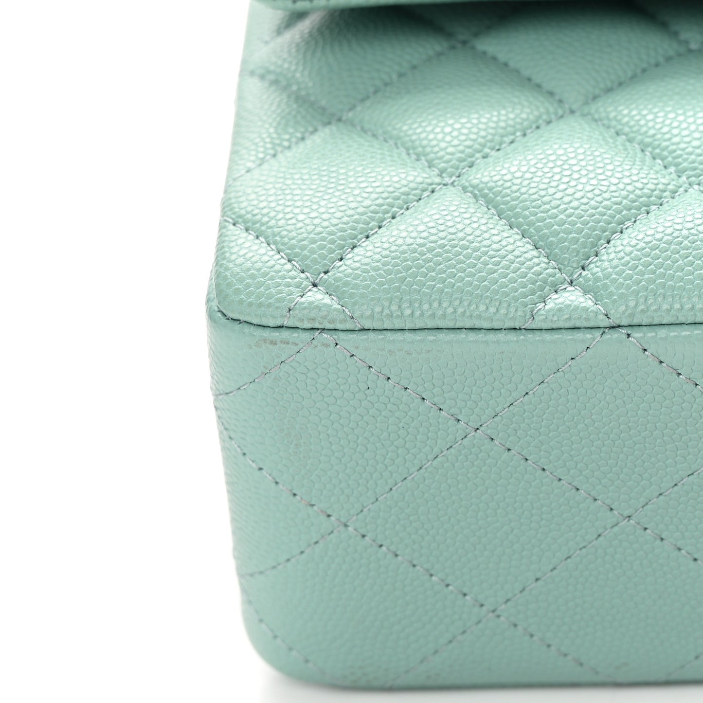 Caviar Quilted Medium Double Flap Light Blue
