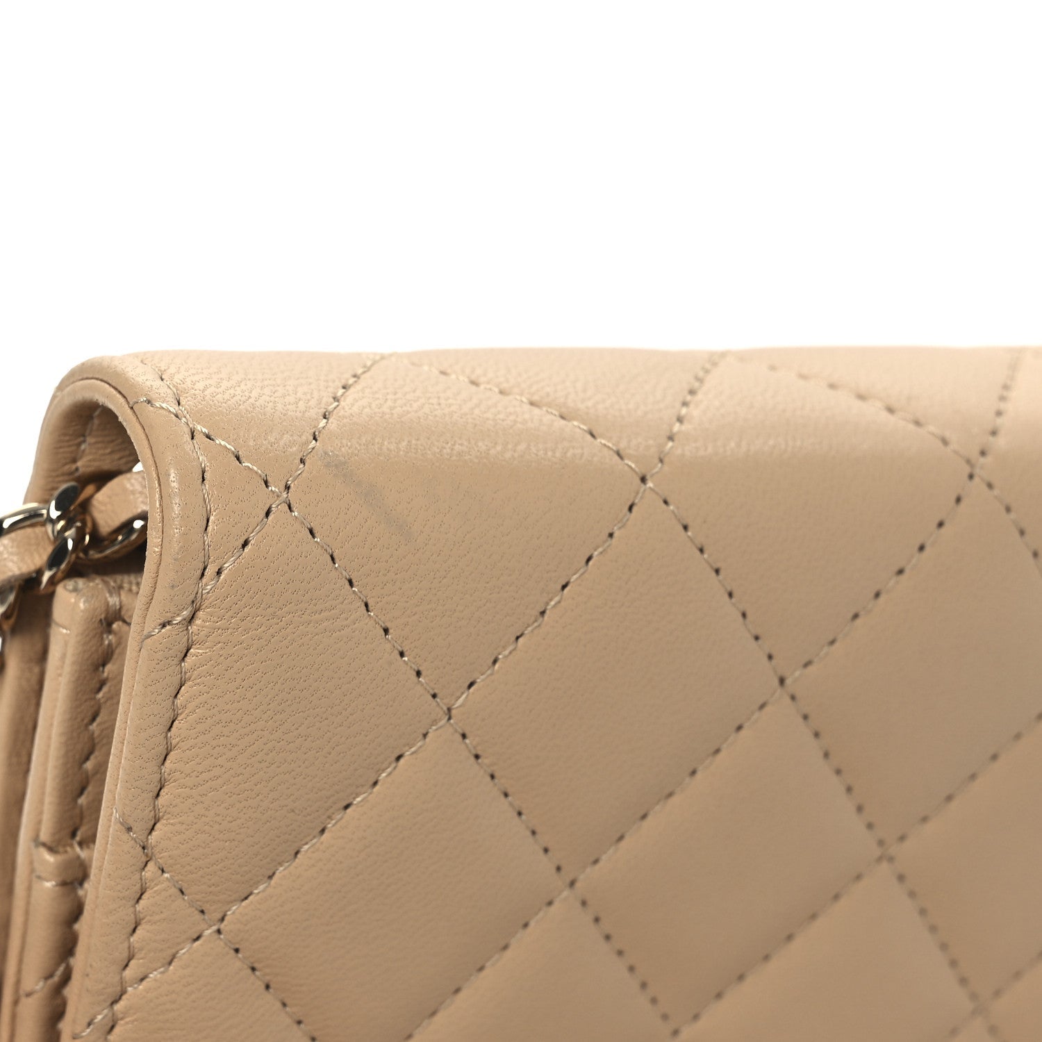 Chanel Lambskin Quilted Wallet On Chain WOC Beige 16 of 17