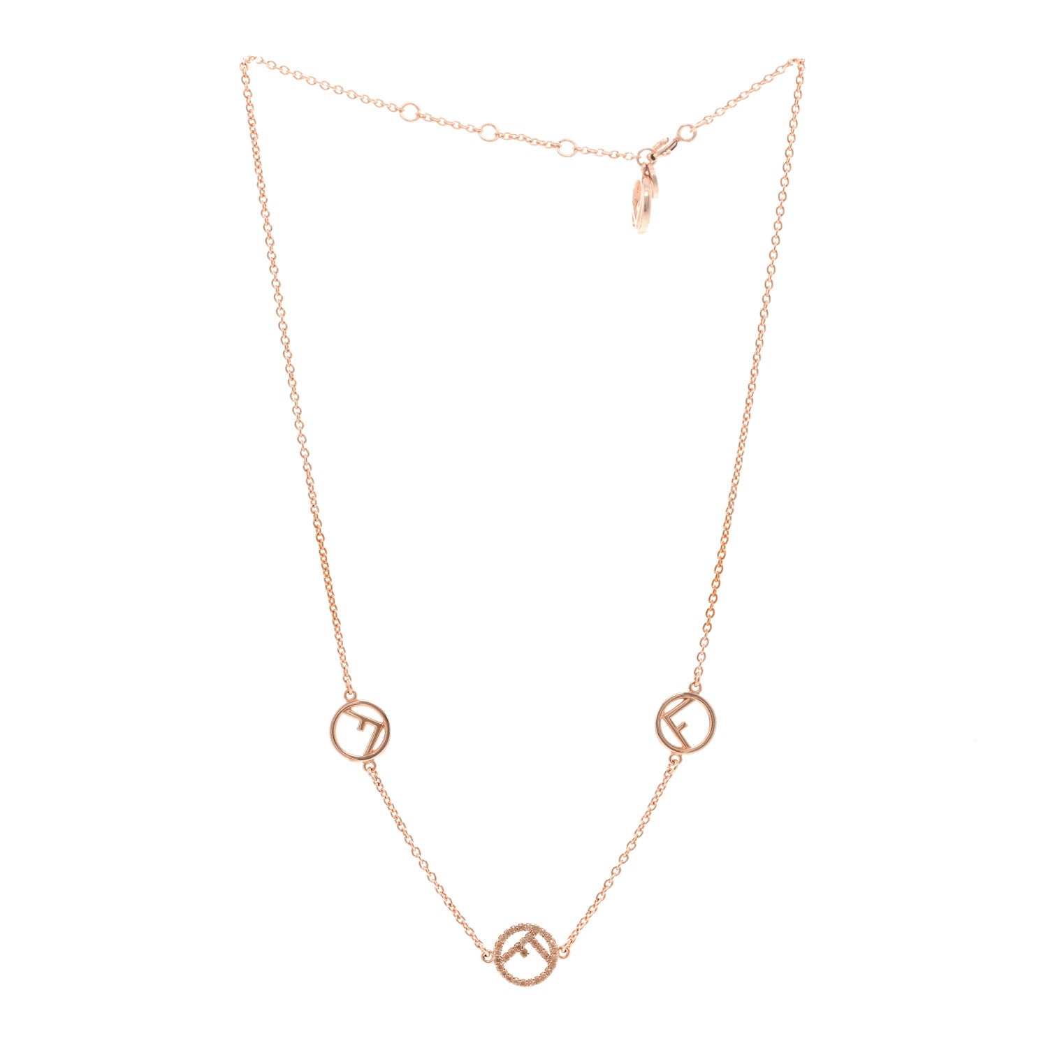 Fendi Metal Crystal F is Fendi Necklace Rose Gold 3 of 6
